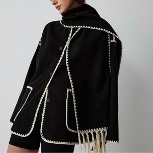 Commense contrast trim jacket with matching scarf